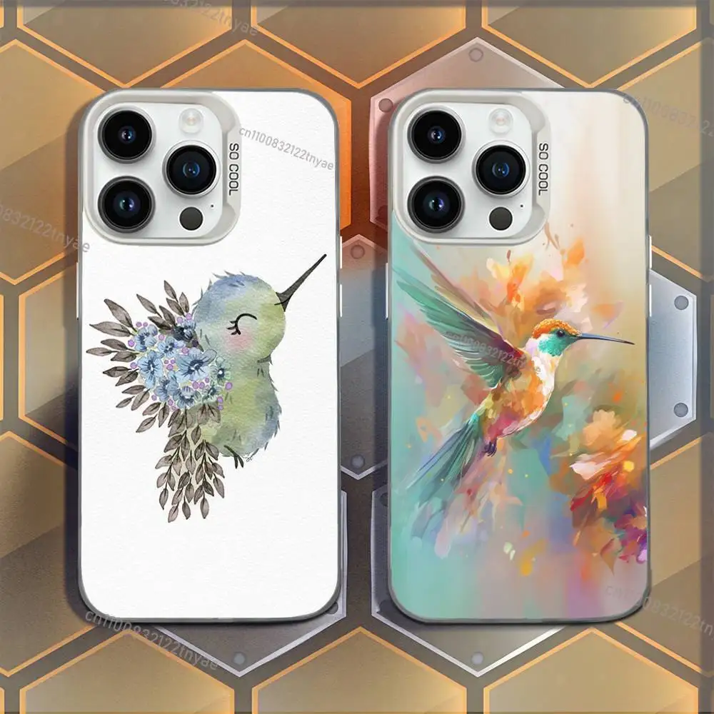 

Colorful Bird Hummingbird Phone Case For iPhone 17,16,15,14,13,12,11,Mini,Pro,E,MAX White Candy Matte Shockproof Cover