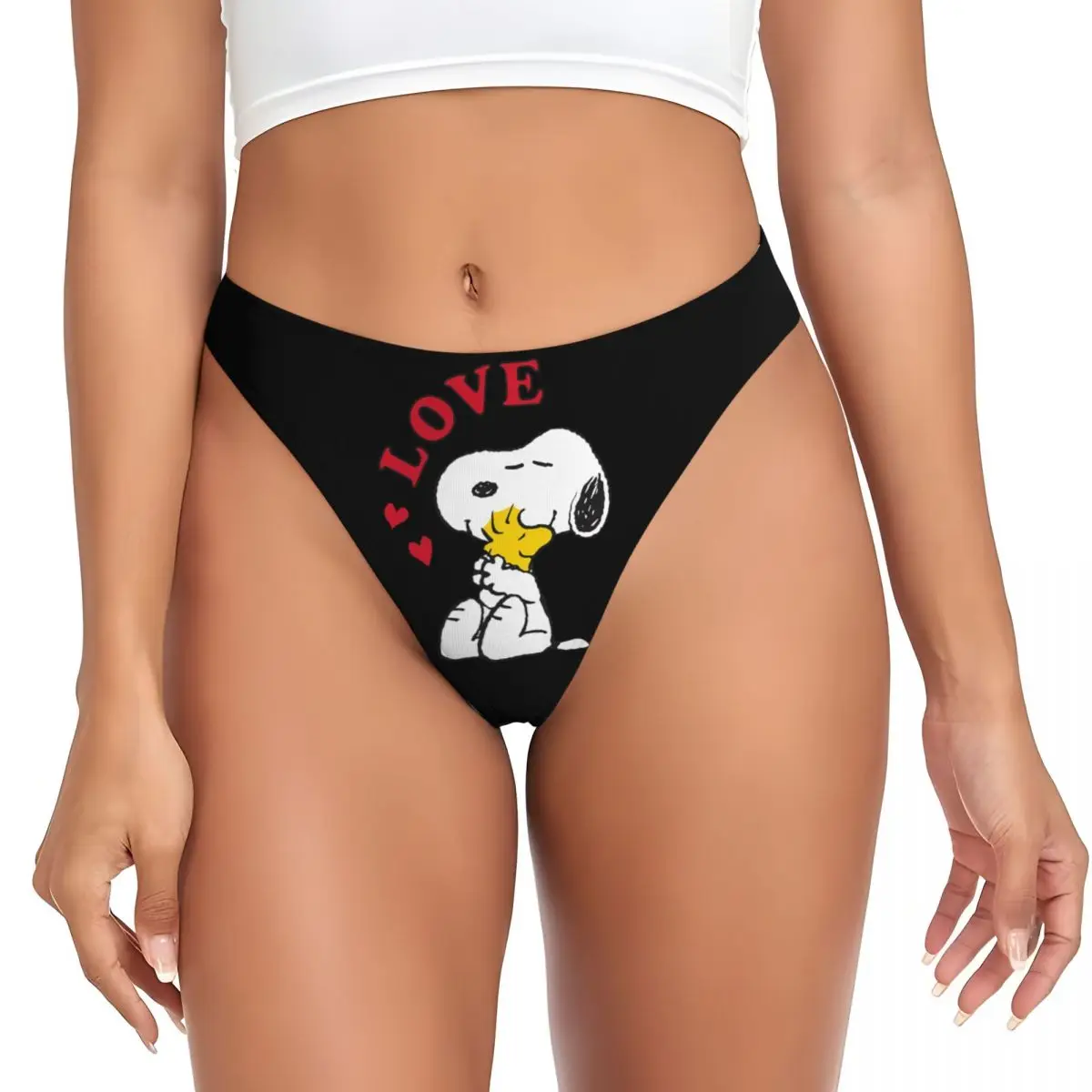 Custom Snoopys Love G-string Underwear Womens Comfortable Stretch Thong Panties