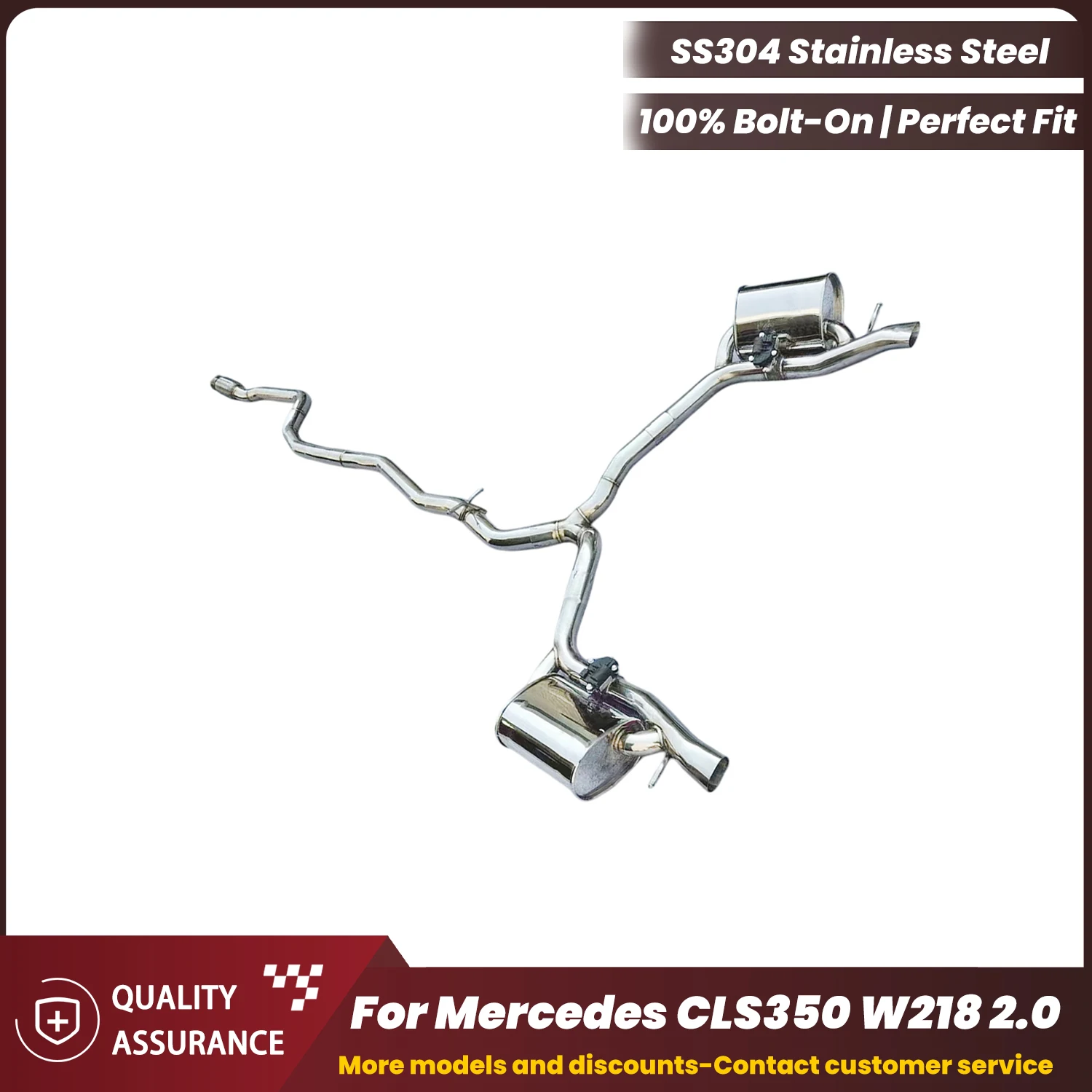 

Performance Upgrade ECCF Stainless Steel Catback Exhaust For Mercedes CLS350 W218 2.0L Race Tone High Flow Easy Install