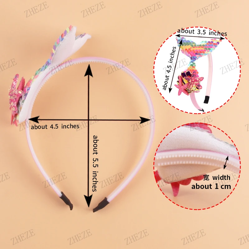 Cosplay Mermaid Headband For Girls Bling Seashell Starfish Birthday Party Hairband DIY Hair Accessories Boutique Gift
