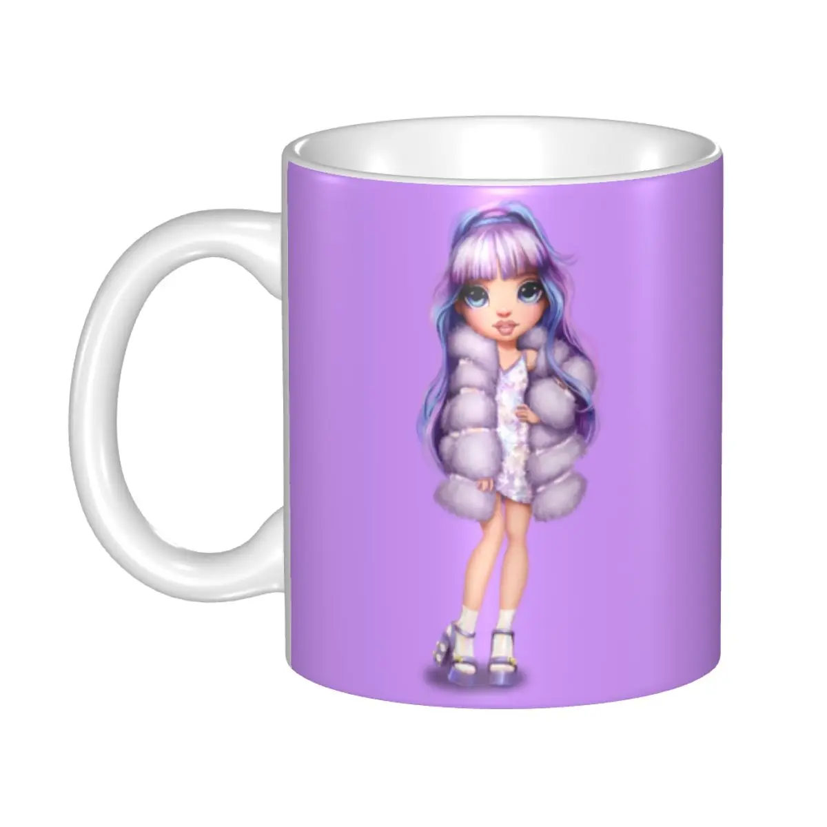 DIY Rainbow High Violet Ceramic Mugs Customized Anime Cartoon Tv Coffee Cup Creative Present