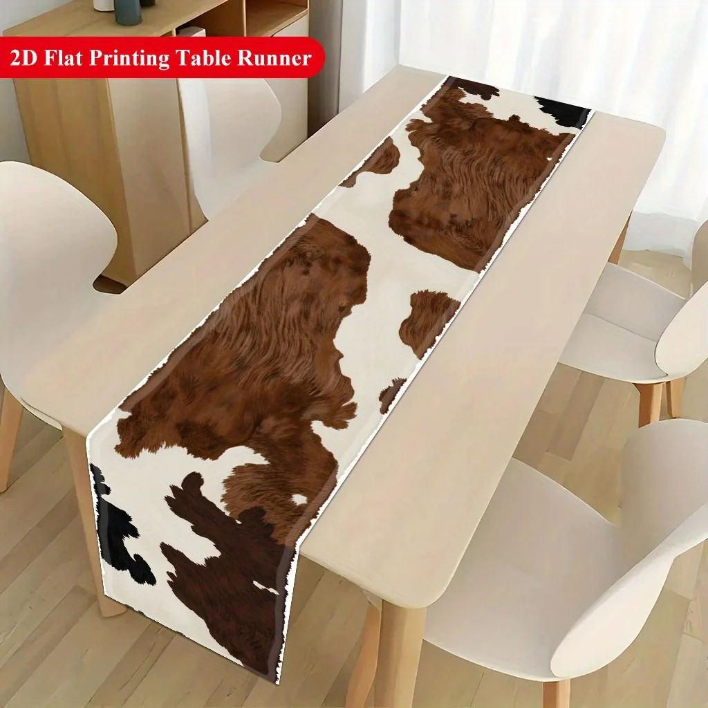Cowhide Texture Pattern Style Table Runner - Rectangular Table Cover for Banquet, Party Gifts, Dining Room & Coffee Table Decor