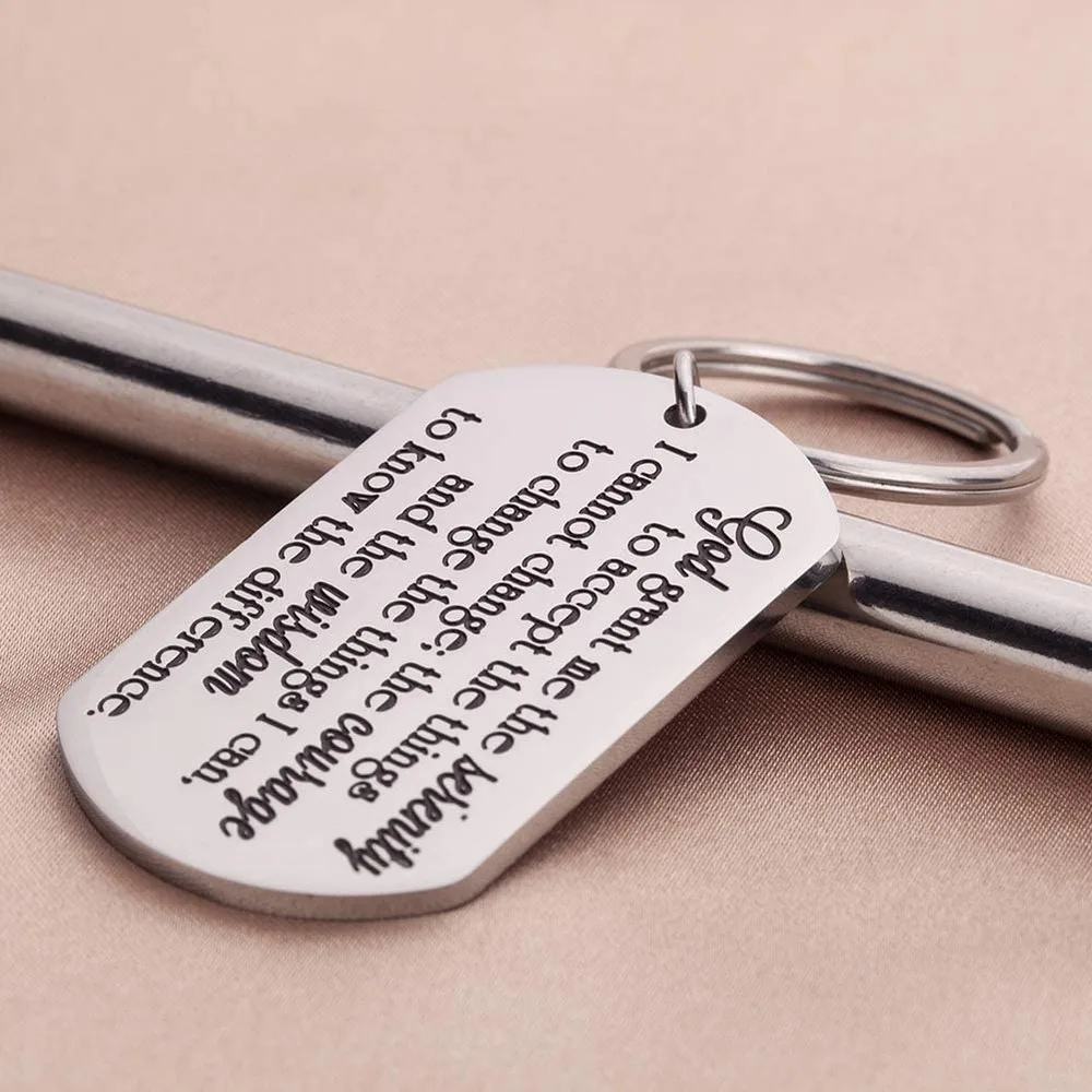 Christian Key Chain Serenity Prayer Gift Sobriety Recovery Gifts for Woman Men Teen Boy Girls Religious Gift Keyring for Him Her