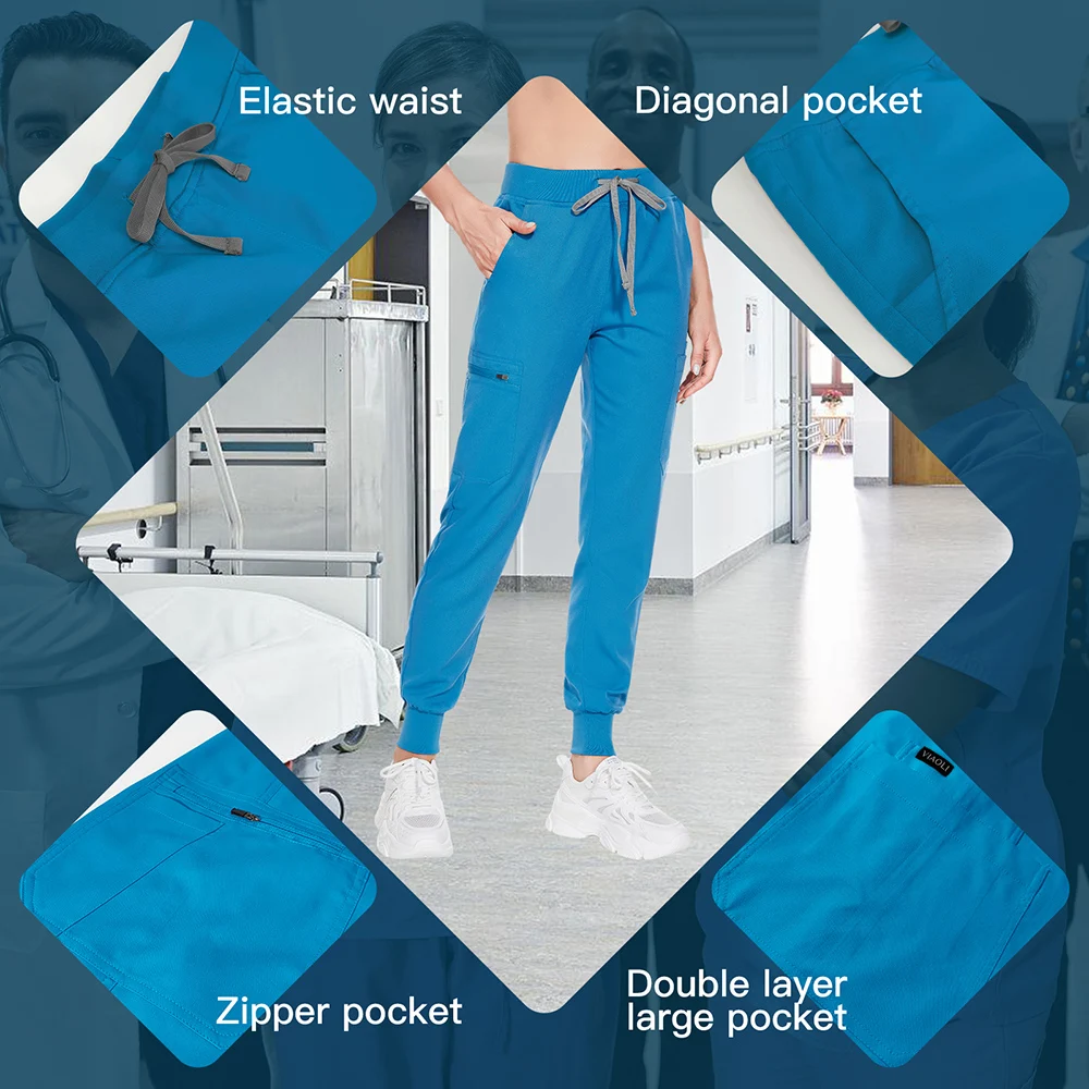 Pantalones de trabajo ajustados a prueba de polvo para mujer, pantalones de enfermería para Hospital, parte inferior médica Unisex, moda de salón de belleza, venta al por mayor