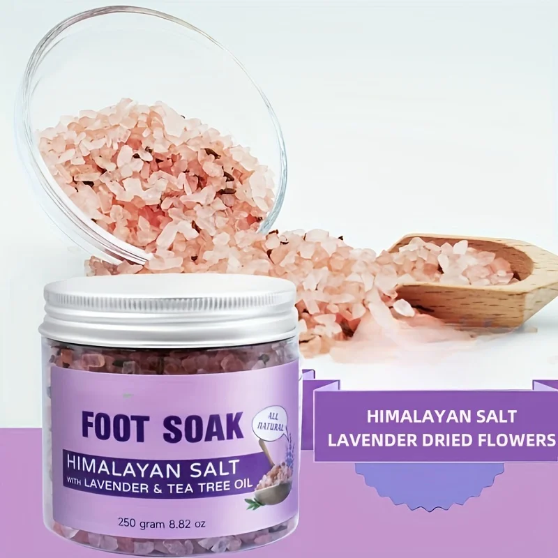 250g Himalayan Lavender Dried Flower Foot Bath Soak with Tea Tree Oil, Relaxing Exfoliating Spa Treatment for Mother\'s Day For