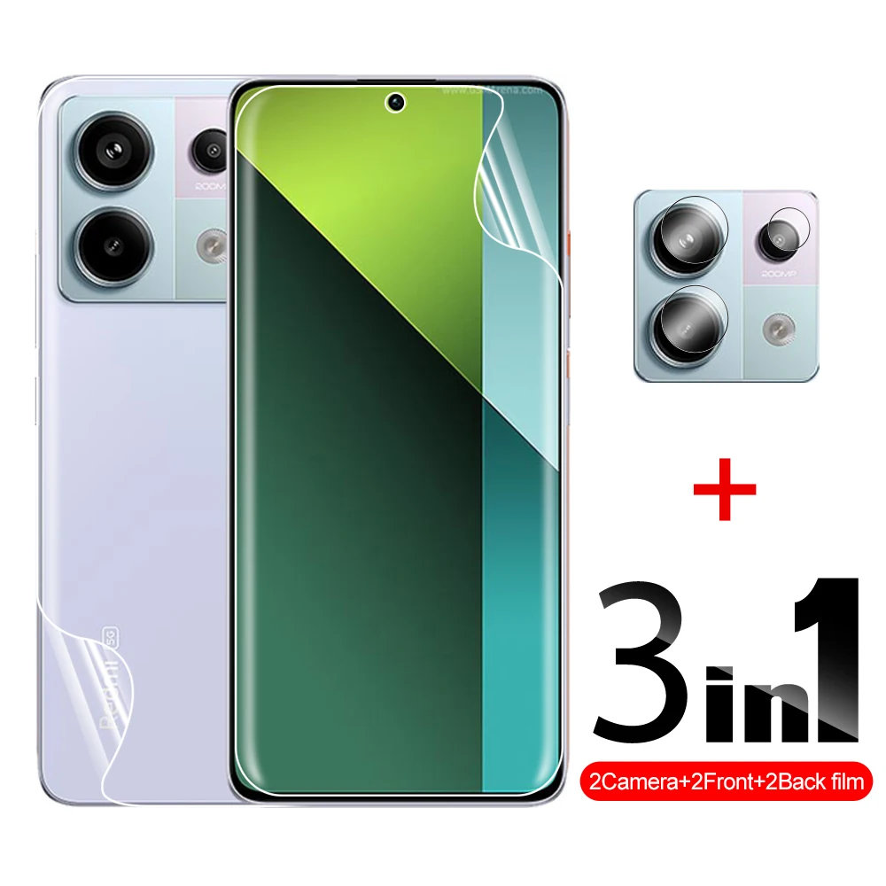 3 in1 folia hydrożelowa do Xiaomi Redmi Note 13 Pro 5G z przodu i z tyłu miękka folia gotowa do note13 pro 4G Note13pro plus obiektyw aparatu