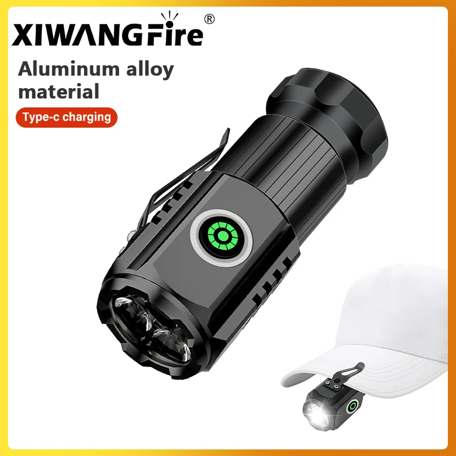 

Super bright Mini 3 F350 LED Flashlight 2000LM with 18350 battery flash Portable pen holder Torch Tail Magnet Work Light Lantern