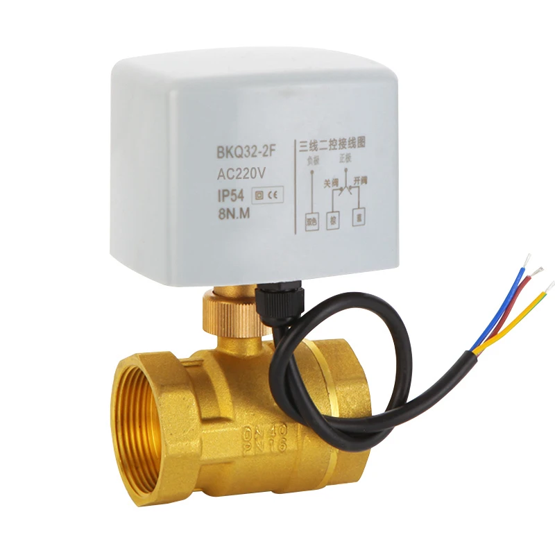 1-1/4 Zoll Messing-Elektrokugelhahn mit hohem Drehmoment, dreiadrig, zweifach gesteuert, motorisierter Kugelhahn DN32 AC/DC 220V 24V 12V – Detail 1