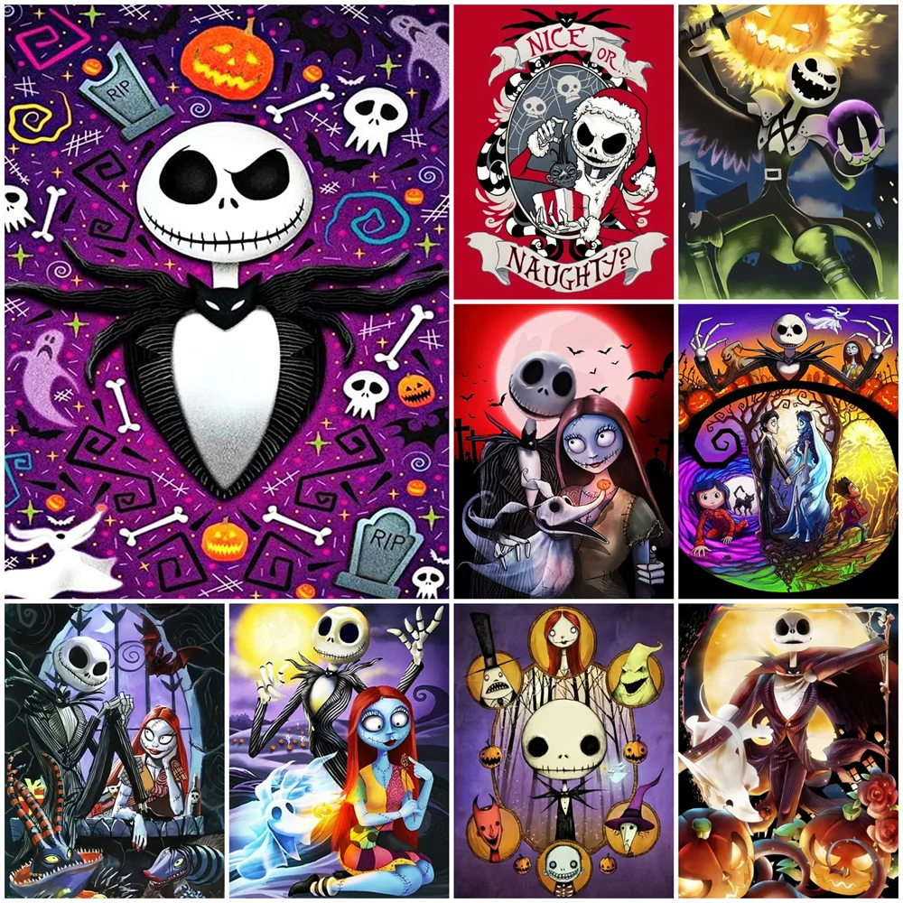 Disney Painting By Numbers The Nightmare Before Christmas Halloween Wall Decor Acrylic Paint On Canvas Cartoon Pumpkin DIY Gift