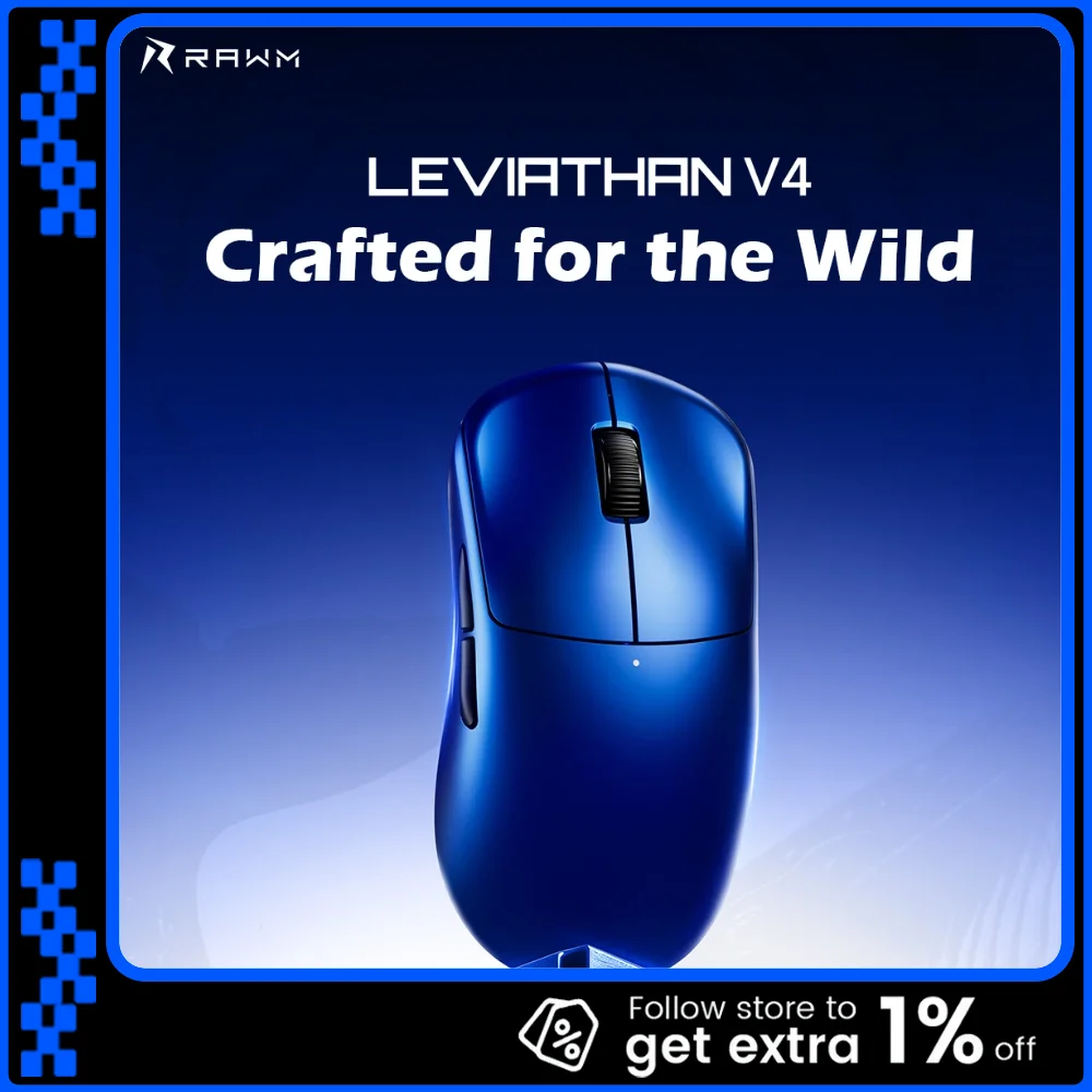

Игровая мышь RAWM LEVIATHAN V4 PAW3950 Датчик киберспорта Nodic54 Флагманский мастер-чип 20000 кадров в секунду Точность Отслеживание 8k Низкая задержка