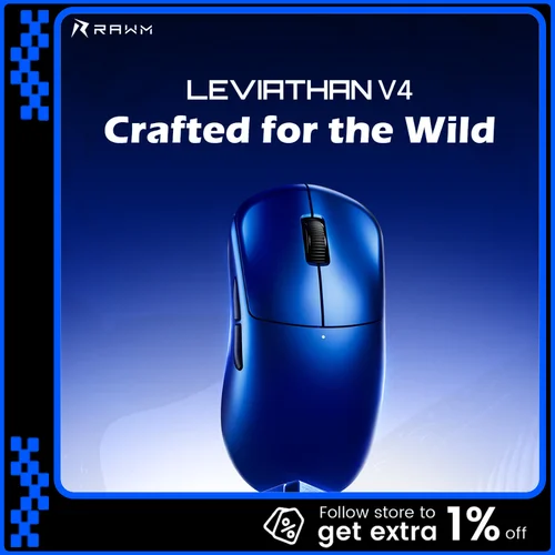 Imagen 1 del producto Ratón para juegos RAWM LEVIATHAN V4 PAW3950 Sensor deportivo electrónico Nodic54 Chip maestro insignia 20000FPS seguimiento de precisión 8k baja latencia