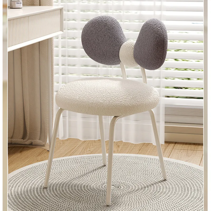 

Modern Simple Computer Chair Creative Lamb Fleece Dressing Stock Bow Backrest Manicure Chairs Stable Load Bearing Home Furniture