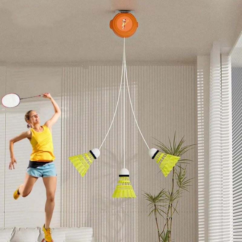 Self Study Badminton Trainer Professional Single-player Rebound Trainer Portable Stretch Practice Machine For Kids Adult Indoor