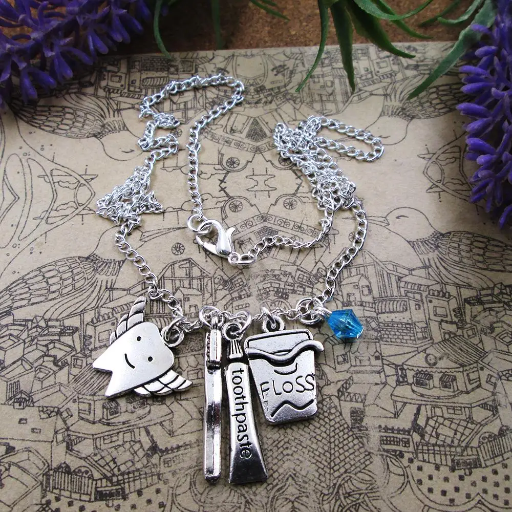 Dentist Dental Office Tooth Fairy Personalized DIY Charm Necklace Unique Handmade Jewelry Gift For Her Custom Trendy Design
