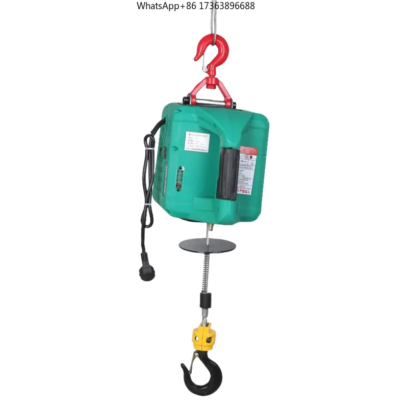 Mini Electric Hoist Lifting Tool Anchor 110V-250V Electric Winch Wire Rope Hoist Portable, 500kg 3 in 1 Control 10 Motor 220V
