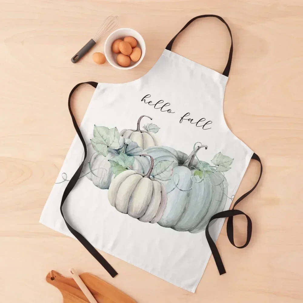 

Hello Fall blue pumpkin Apron kitchen utensil Home Cleaning professional kitchen kitchen jacket woman Apron