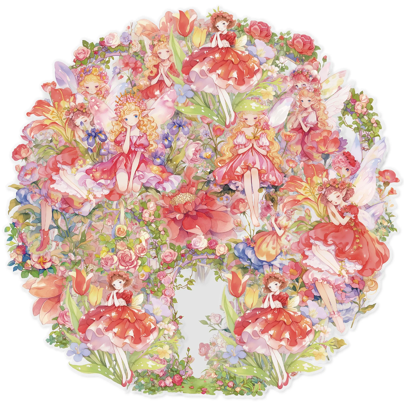 Etori Life Dreamy Flower Spirit Różowe Naklejki z Motywem Elfów Ogrodowych, DIY Scrapbook, Notatnik, Naklejki na Telefon, Papierowe Torby na Prezenty, Artykuły Szkolne, Naklejki dla Dzieci