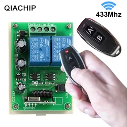 QIACHIP 433Mhz DC 12V 2CH Universal Wireless Remote Control Switch RF Relay Receiver Module RF Remote controllor Transmitter