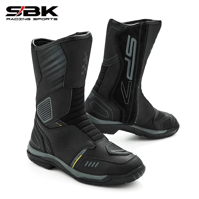 SBK Motorcycle Boots Men Protective Fall Prevention Waterproof Breathable Rally Boots Rubber Outsole Protective Gear for Riders