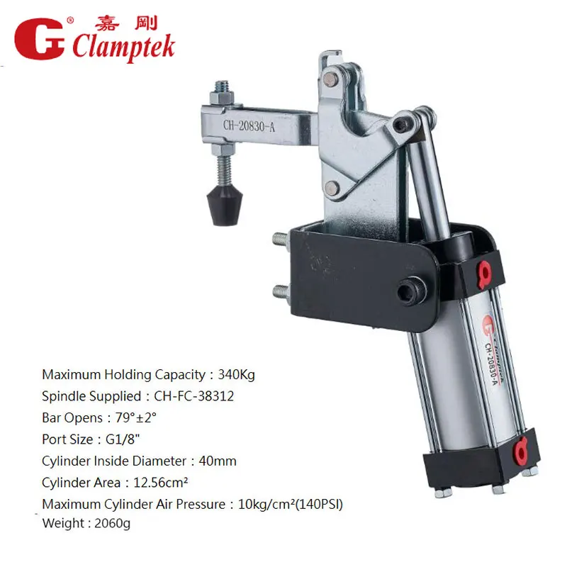 CH-20830-A Pneumatic Power Clamps  Inlet G1/8'' Holding Capacity 340Kg Horizontal Toggle Clamps