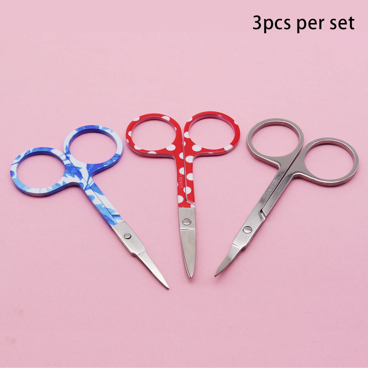 

EasyNail 3pcs set Mirror surface Straight Curve Head Professional Cuticle Manicure Pedicure Nails Scissors eyebrow Nose Hair