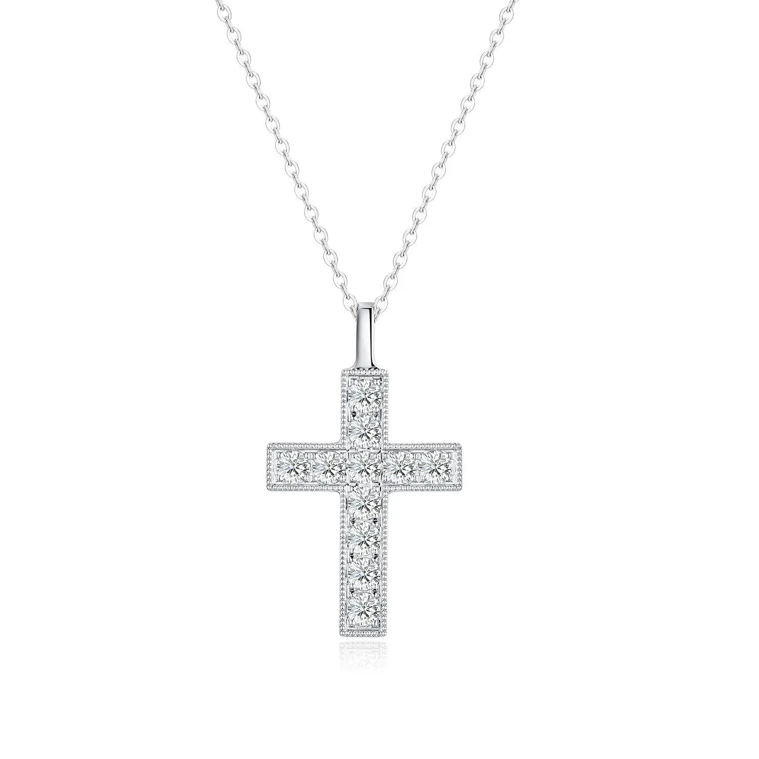 

NGIC/NGTC Lab Grow Diamonds Cross Necklace 18K White Gold Necklace For Women Jewelry