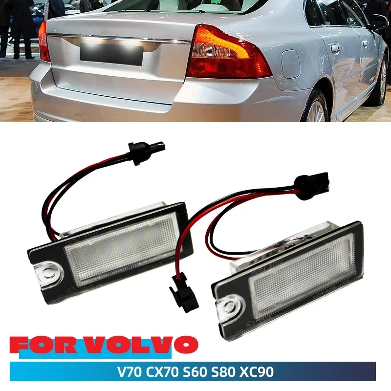 

2Pcs NO Error Canbus LED Number Plate Lamp for Volvo V70 2001-2007 XC70 XC 70 90 S60 S80 3528-SMD LED License Plate Light