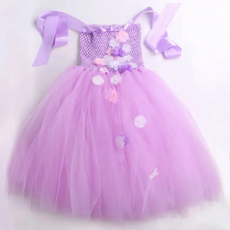 Encanto Isabella Tutu Dress for Girls Halloween Madrigal Princess Costume Purple Carnival Party Kids Fancy Flower Fairy Dress Up