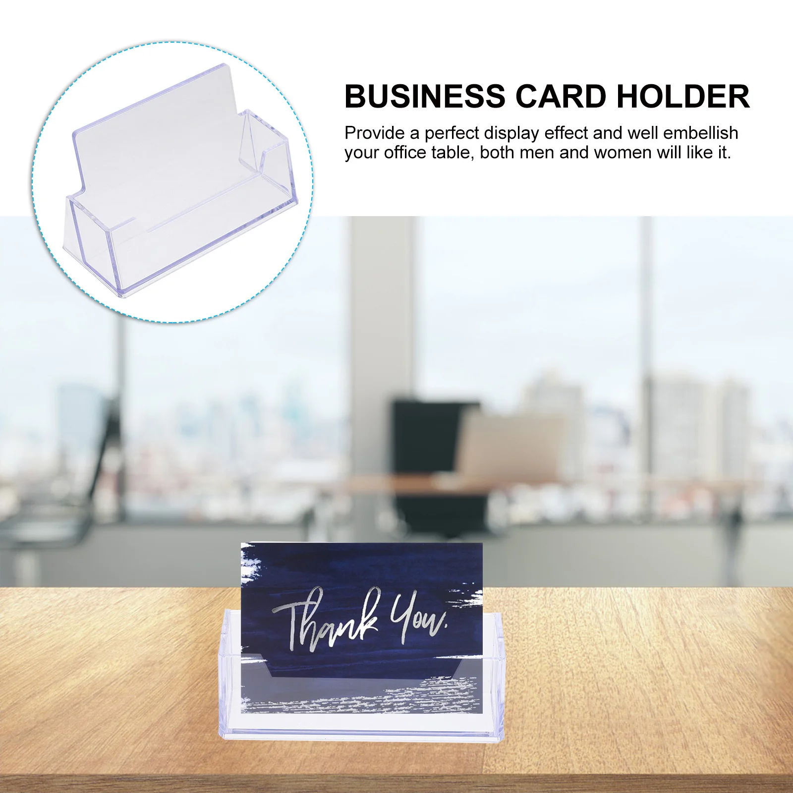 

4 Pcs Acrylic Business Card Holder Cards Desktop Organizer Pocket Display Name Office Business-card-holders