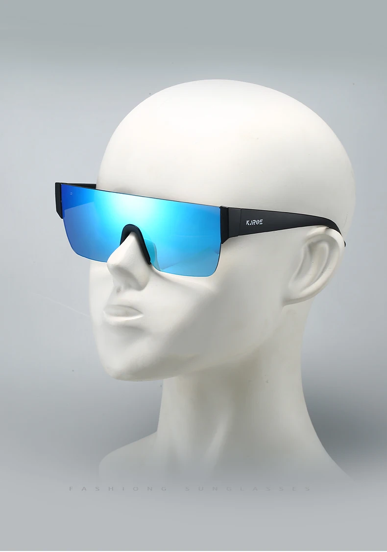 KAROS Übergroße Flat Top Sonnenbrille Männer Schwarz Fashion Square Einteilige Sonnenbrille Vintage Retro Spiegel Shades Frauen Sonnenbrille – Detail 3