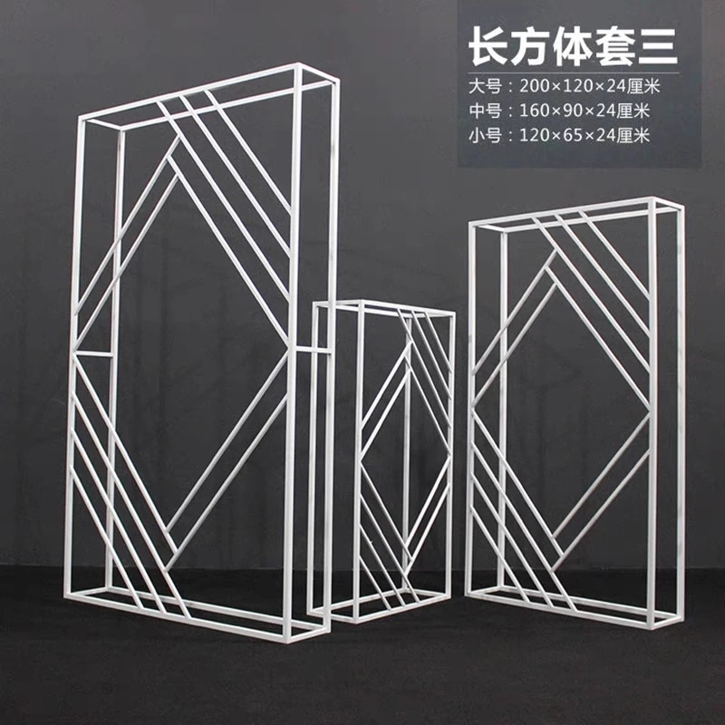 New wedding cuboid stage shelf arch props wedding wrought iron geometric box