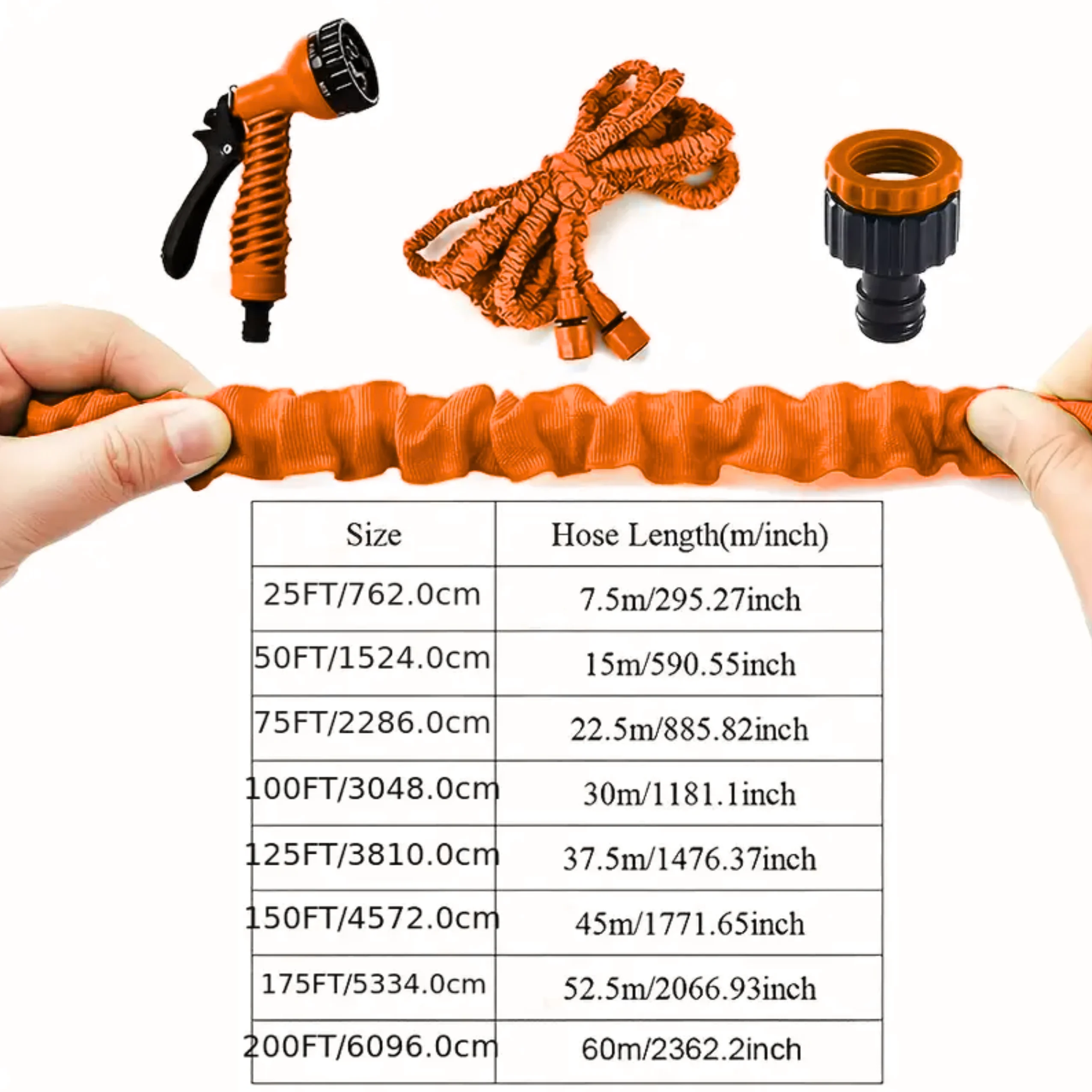 多機能伸縮式散水ホース、125フィート高圧洗車ガン、庭の水やりと洗浄セット