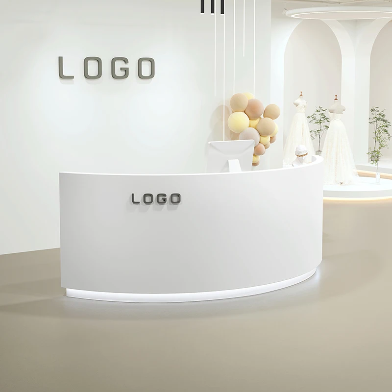 &c Half Moon 2 Seat Reception Desk Curved Clothing Retail Store Barbershop Moon Arc Shape Reception Desks