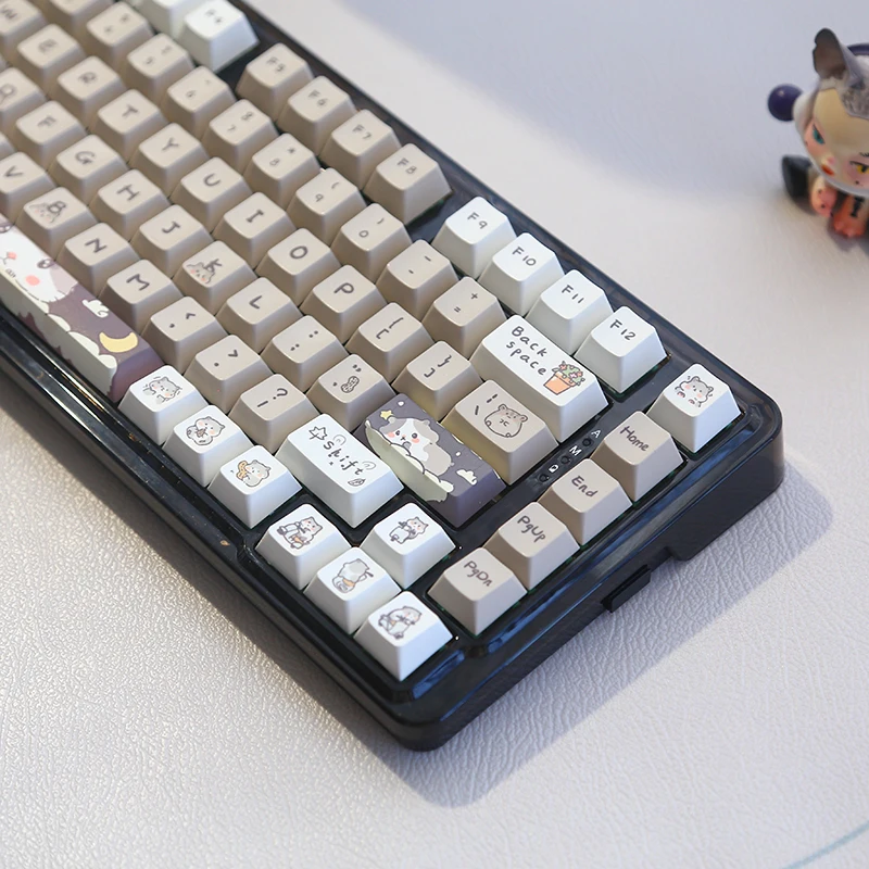 Cute Hamster Theme Keycaps XDA/Cherry Profile Sublimation PBT Material Cartoon Grey Keycap for MX Switch Mechanical Keyboard