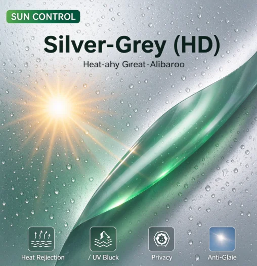 Silver Green HD Glass Tint Roll One Way Vision Solar Heat Insulation Privacy Shield For Home Building Windows
