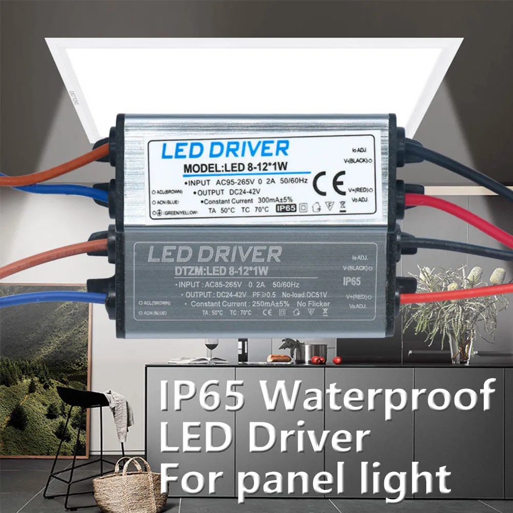 Wasserdichter IP65-LED-Treiber 25–36 W, 18–25 W, 12–25 W, 8–12 W, 4–7 W, 1–3 W, Netzteil 250 mA, 300 mA, Konstantstromspannung für Glühbirne