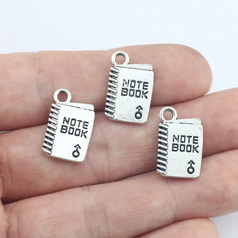 12 Pieces 18*12mm Zinc Alloy Antique Silver Color Little Notebook Charms for Diy Jewelry Making