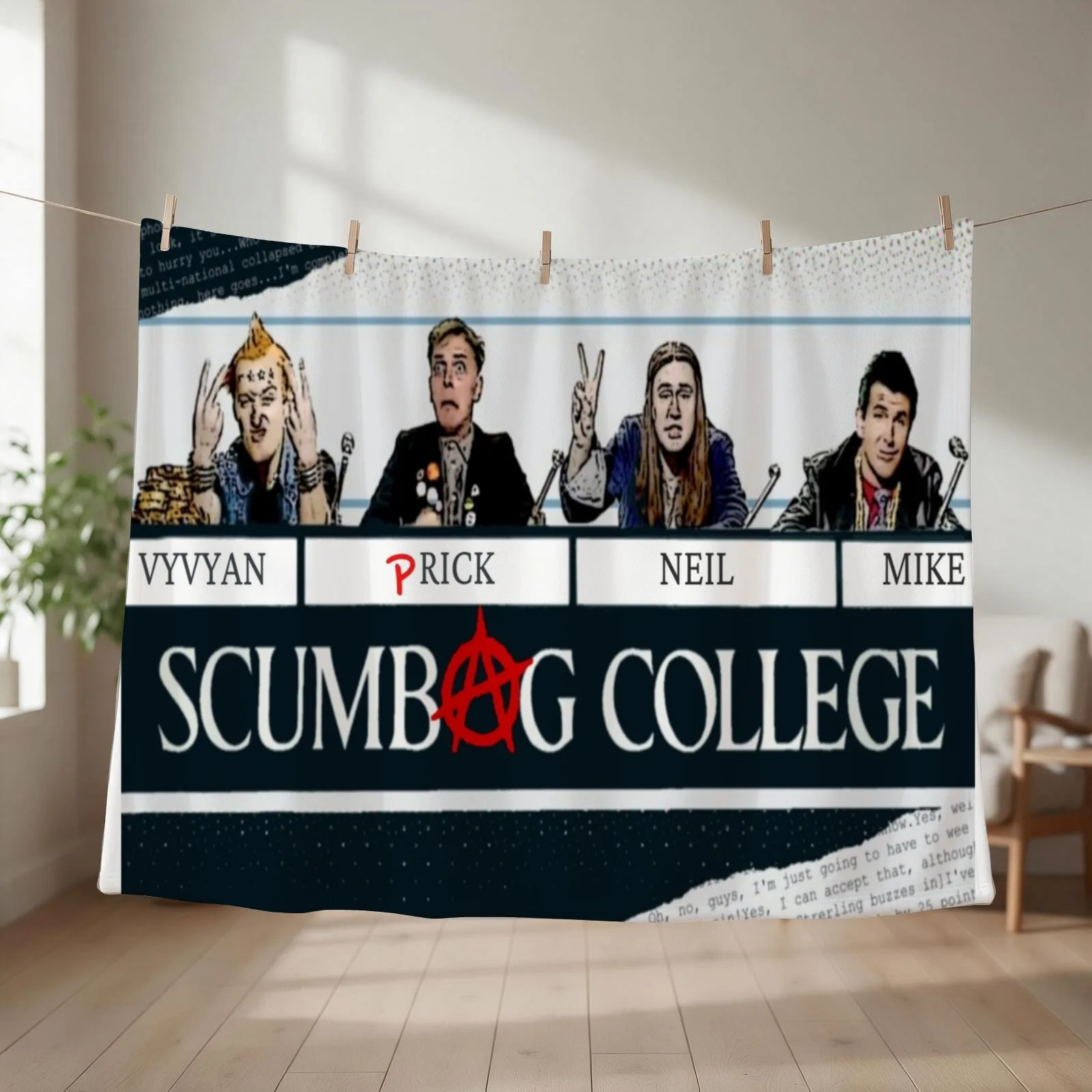 The Young Ones Scumbag College. Throw Blanket couch cozy soft plush fuzzy picnic outdoor blanket