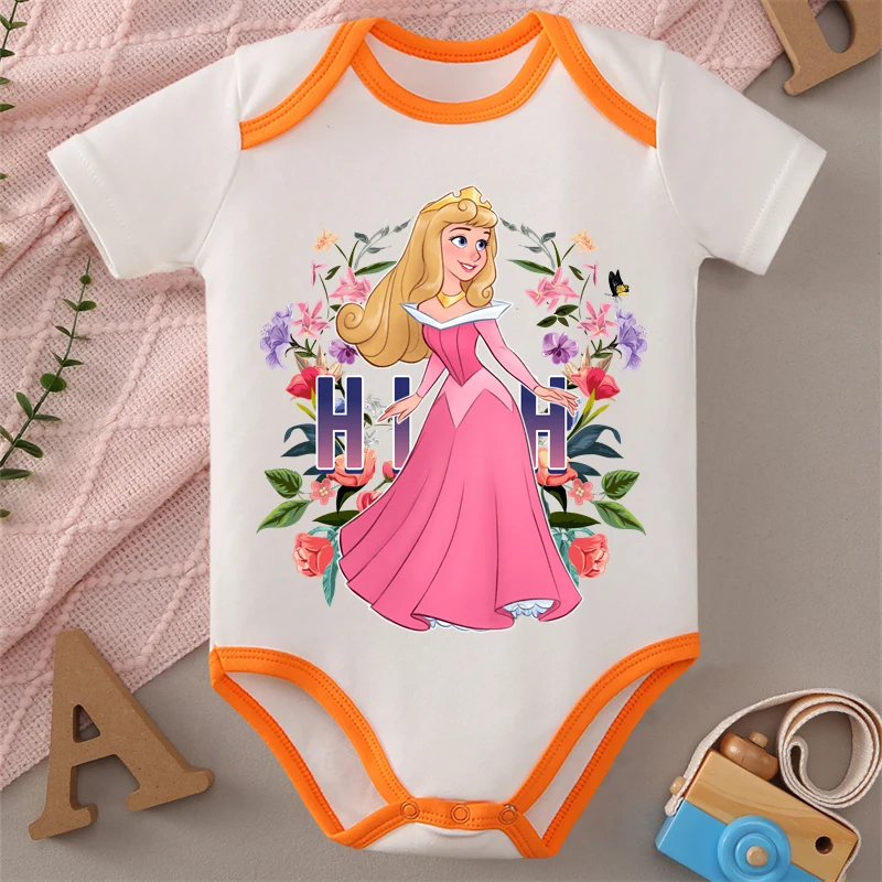 

MINISO принцесса Диснея с принтом из чистого хлопка, детская одежда, комбинезон, боди для новорожденных 0-12 месяцев, лучший подарок для ребенка