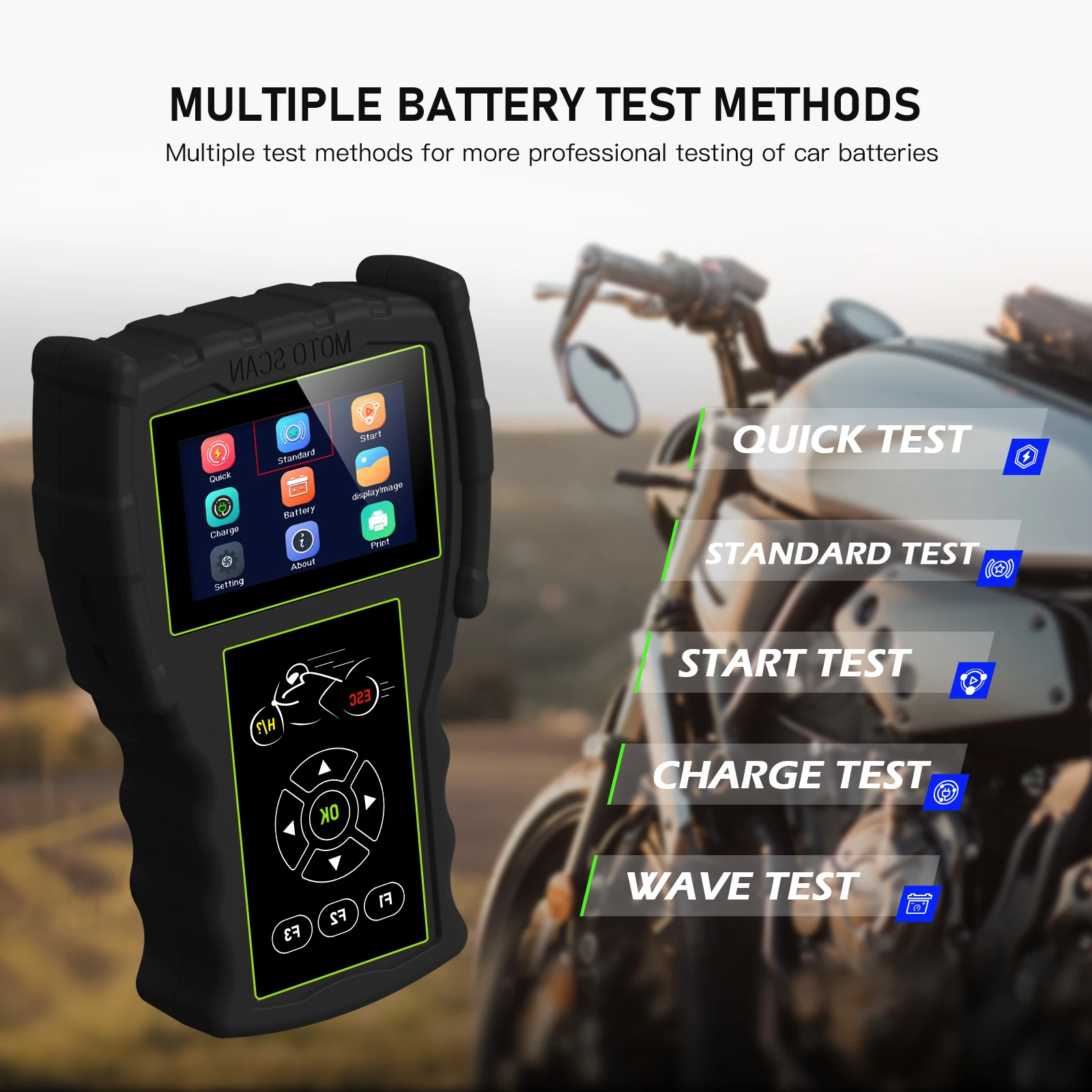 Scanner de diagnostic de moto JDiag M100 Pro – Lecteur de code de défaut OBD2 pour BMW, Kawasaki, Yamaha, Suzuki et KTM – Lecture/Codes claires