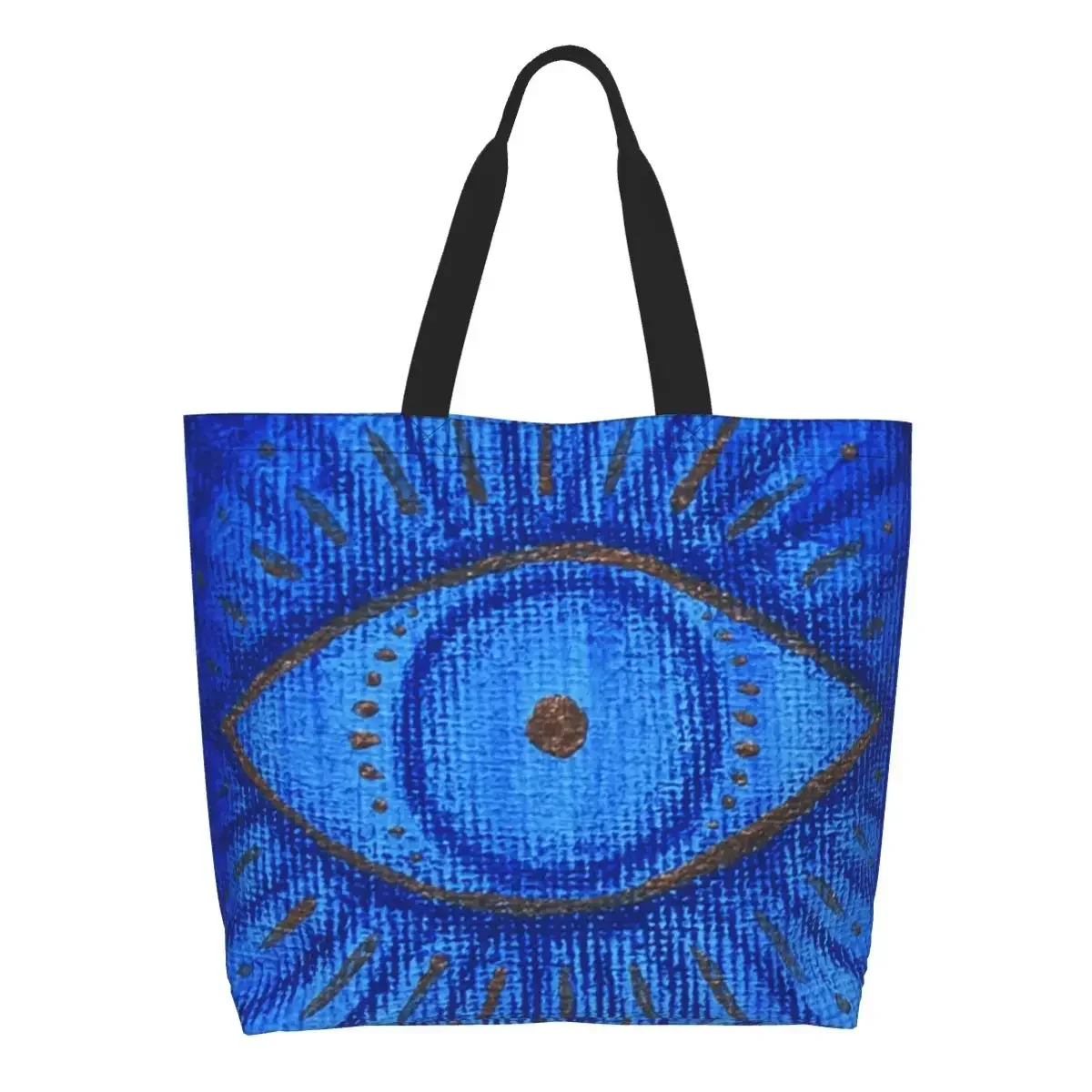 

Recycling Hand Of Fatima Eye Shopping Bag Women Shoulder Canvas Tote Bag Washable Hamsa Amulet Groceries Shopper Bags