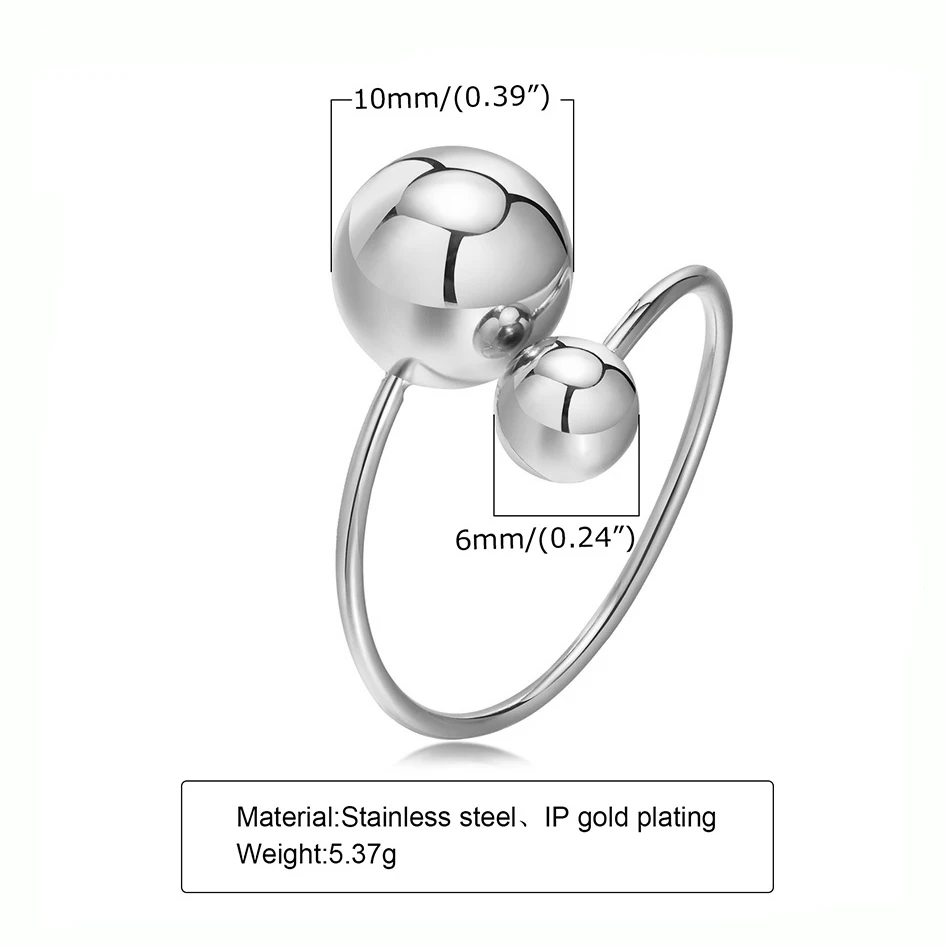 الفولاذ المقاوم للصدأ سلسلة سميكة المشاركة المفتوحة ضبط خواتم للنساء العصرية الفضة اللون هندسية مجوهرات هدية عيد الحب #6