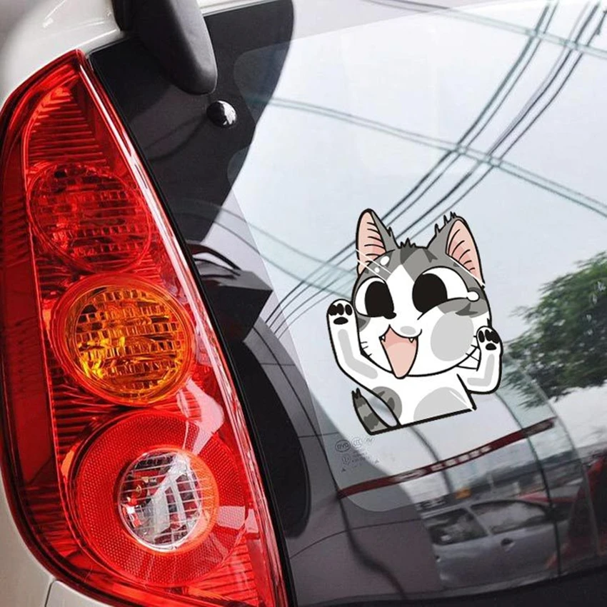 Cute Kitty Cat Collided Glass Car Styling Vinyl Stickers Super Funny Animal Anime Poster Auto Windscreen Decorative Films Decals