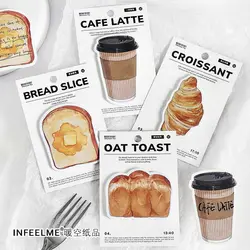 4pcs/lot 120sheets Bread Coffee Weather Series Memo Note Bread Toast Special-shaped N-time Sticky Tearable Note Paper Memo Pad
