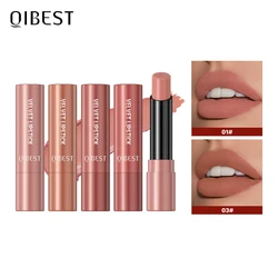 QIBEST lápiz labial mate de larga duración para mujer, 10 colores, acabado de terciopelo desnudo, tinte de brillo de labios rojo Sexy, bálsamo de brillo de labios, Cosméticos de maquillaje