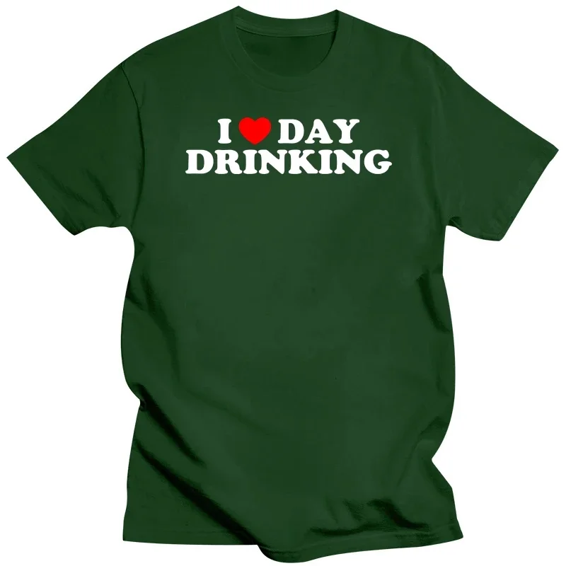 Funny I Love Day Drinking Heart BEER T Shirts Summer Style Graphic Cotton Streetwear Short Sleeve Family Friends Gifts T-shirt