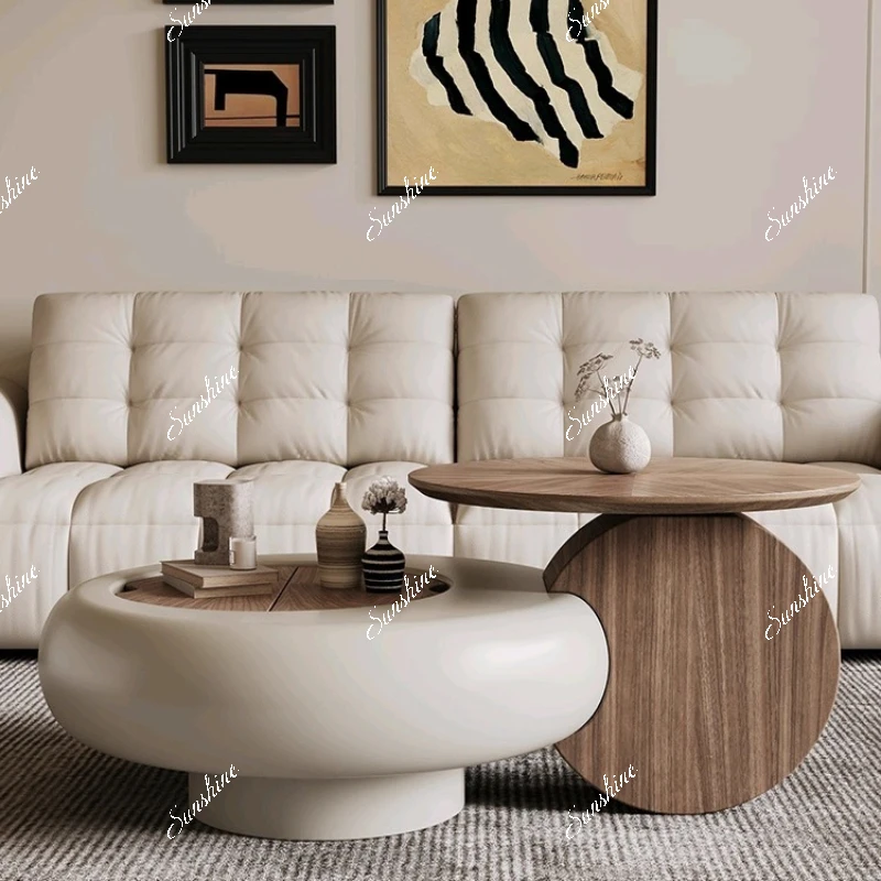 Round coffee table small apartment household creative size round lifting coffee table
