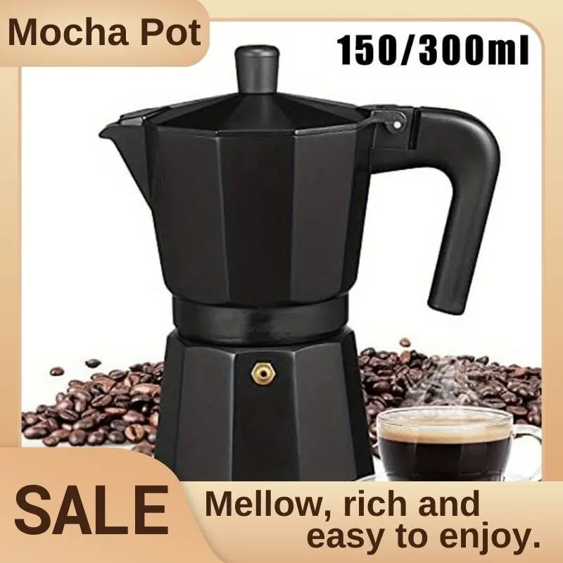 150/300/450ml Moka Pot Stovetop Camping Manual Cuban Coffee Maker Manual Camping Cuban Coffee Brewer for Making Cappuccino Latte