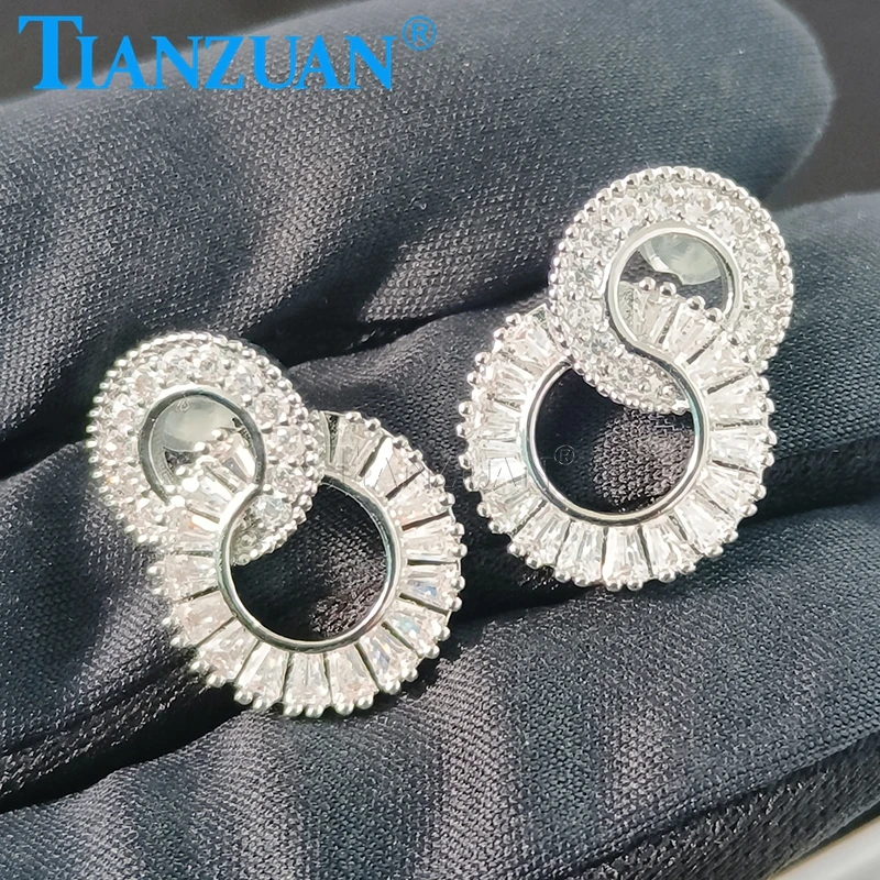 Luxury Moissanite Shape 8 Women Stud Earring Fashion Jewelry Wedding Party Lady Versatile Earring