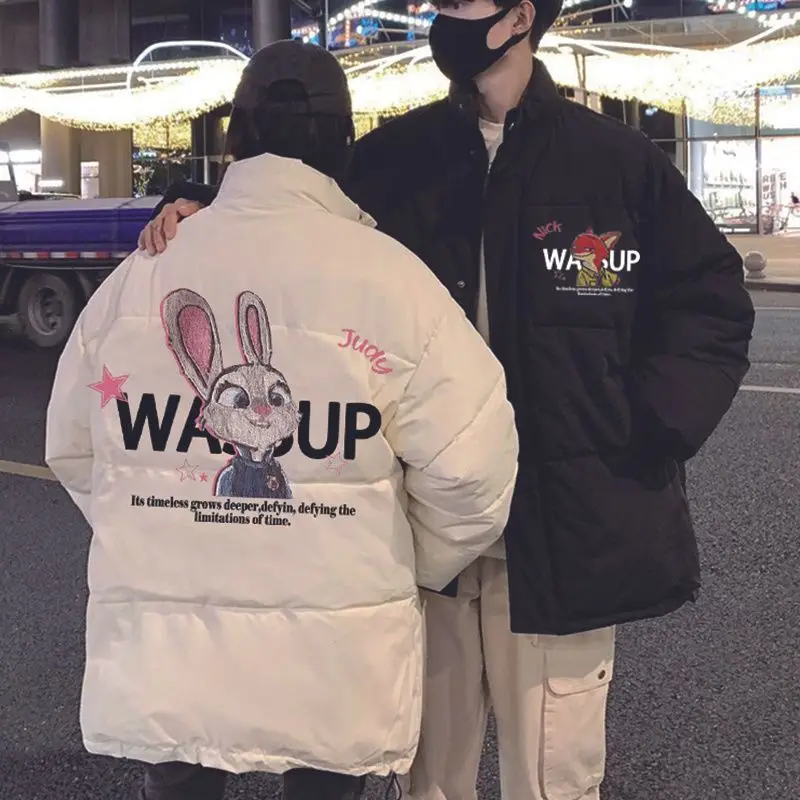 

American cotton-padded clothes couple clothes winter coats men's and women's thickened warm cartoon cotton-padded jackets bread